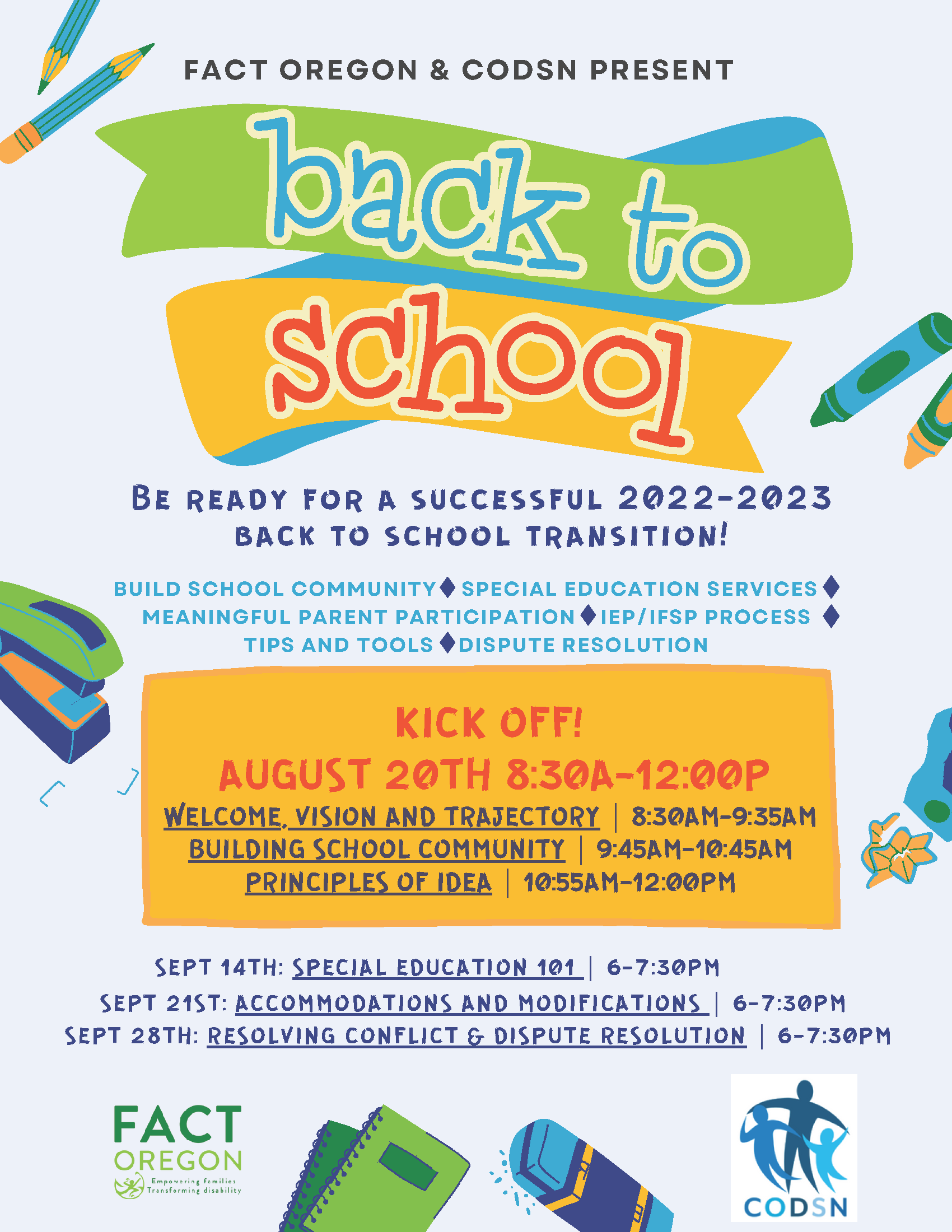 Back to School Learning Series - Save the Date!